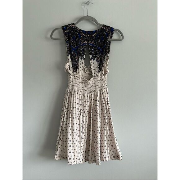 Free People Walking Dreams Skater Mini Dress in Ivory combo Size XS - Picture 10 of 13